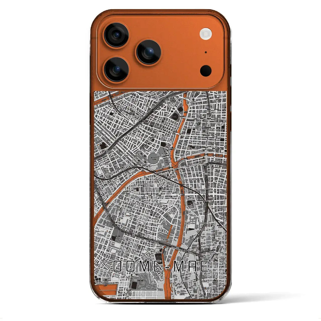 【ドーム前（大阪府）】地図柄iPhoneケース（クリアタイプ）モノトーン・iPhone 17 Pro Max 用