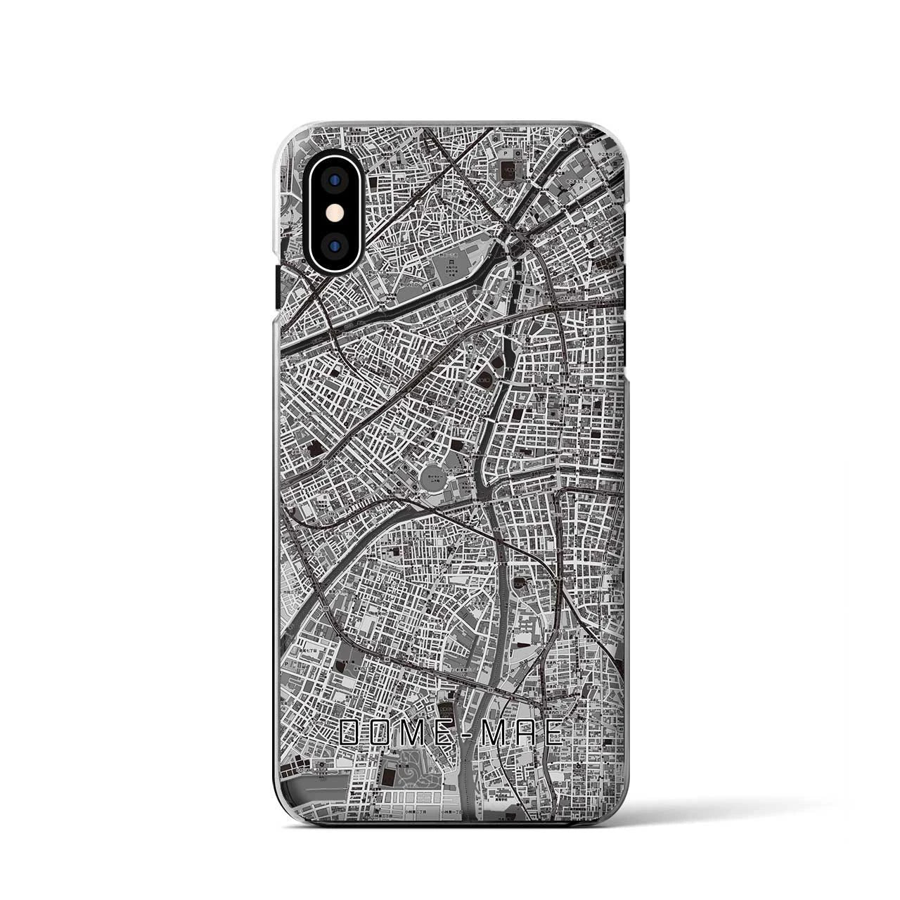 【ドーム前（大阪府）】地図柄iPhoneケース（クリアタイプ）モノトーン・iPhone XS / X 用