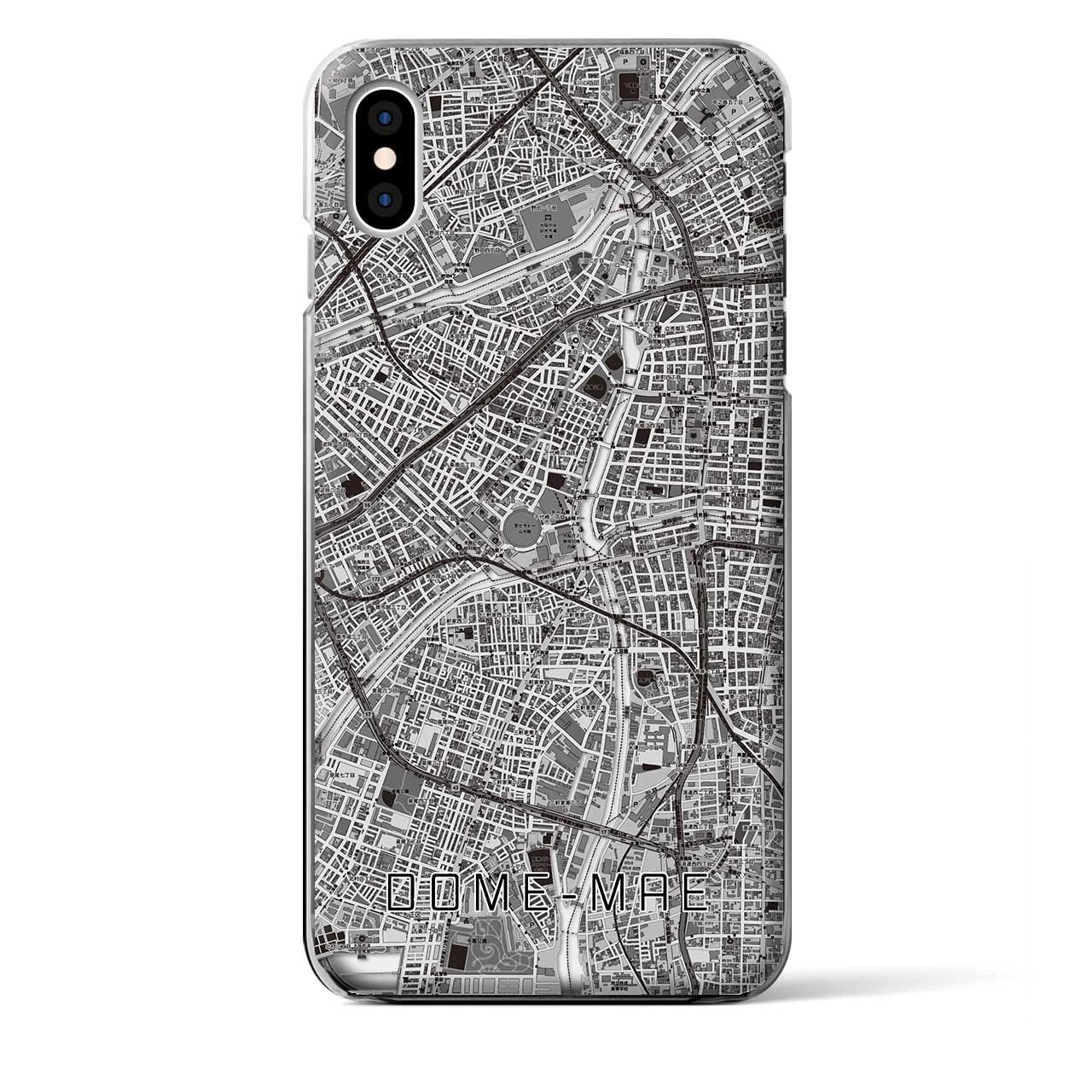 【ドーム前（大阪府）】地図柄iPhoneケース（クリアタイプ）モノトーン・iPhone XS Max 用