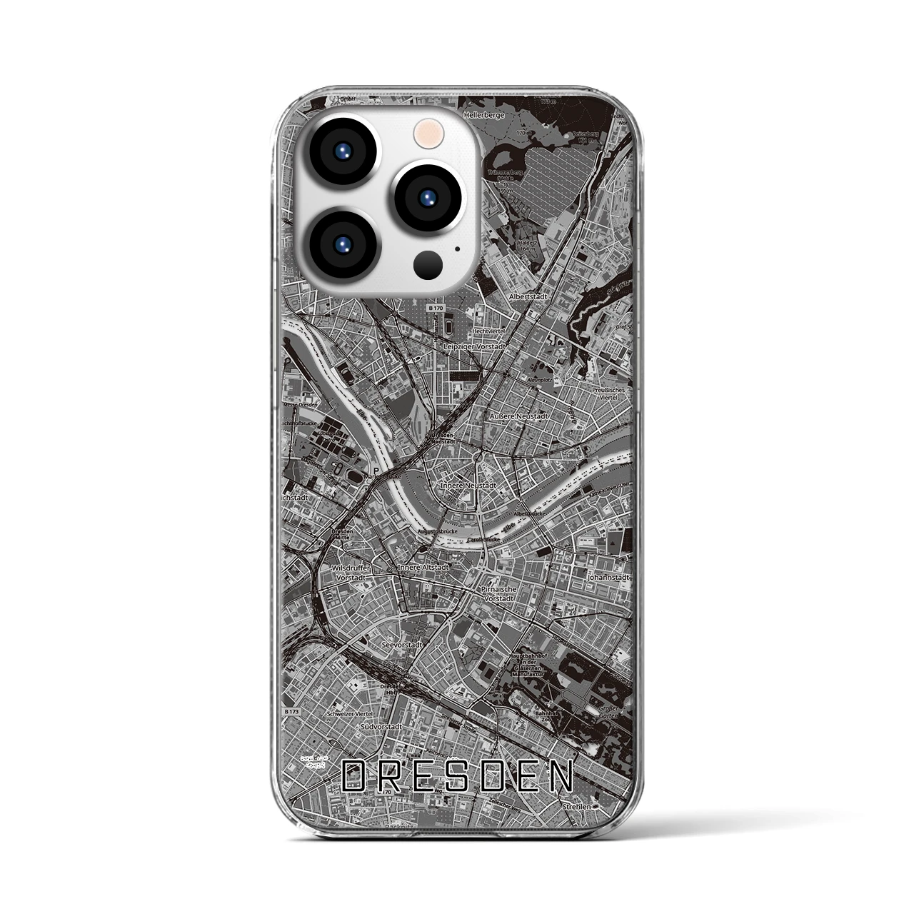 【ドレスデン（ドイツ）】地図柄iPhoneケース（クリアタイプ）