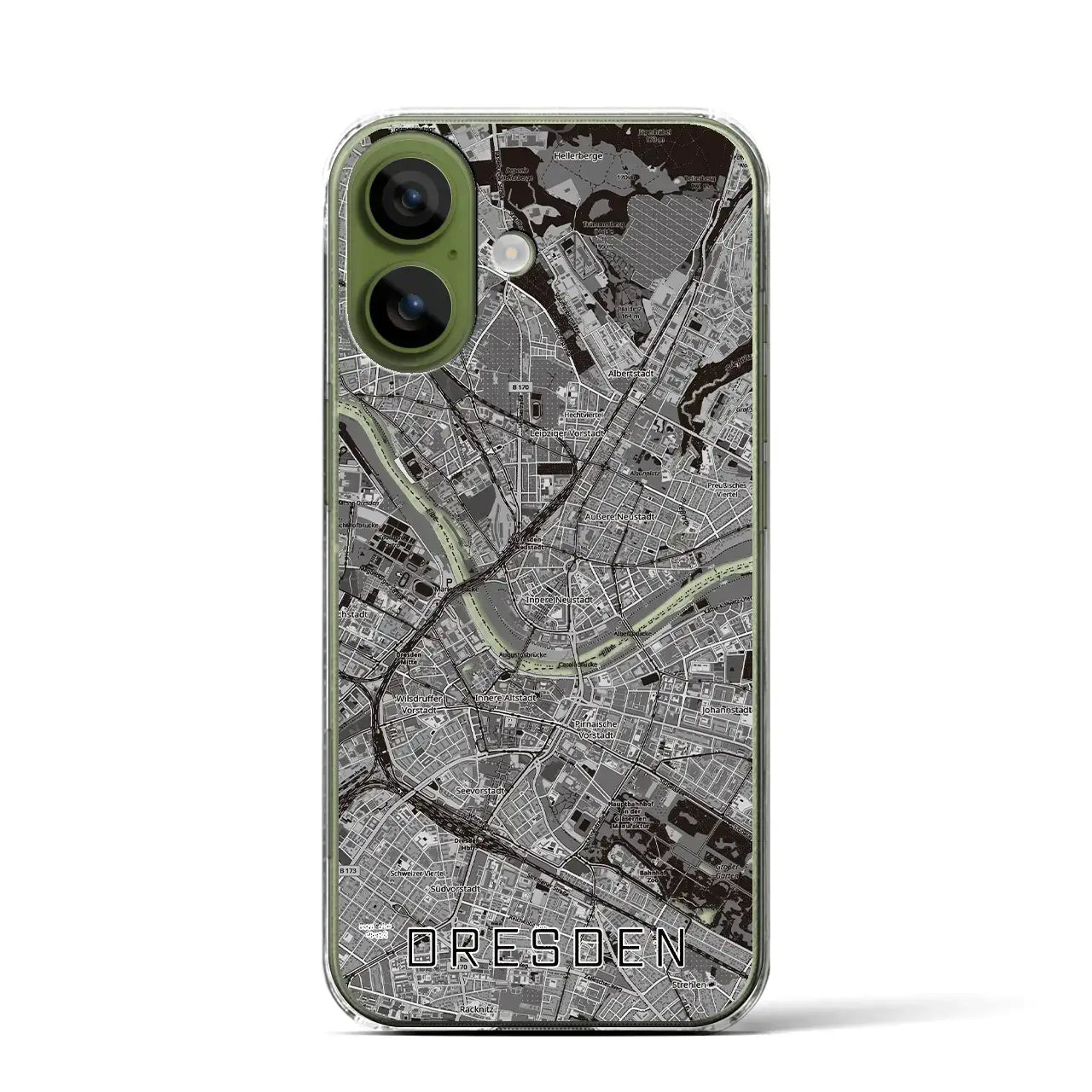 【ドレスデン（ドイツ）】地図柄iPhoneケース（クリアタイプ）モノトーン・iPhone 17 Pro Max 用
