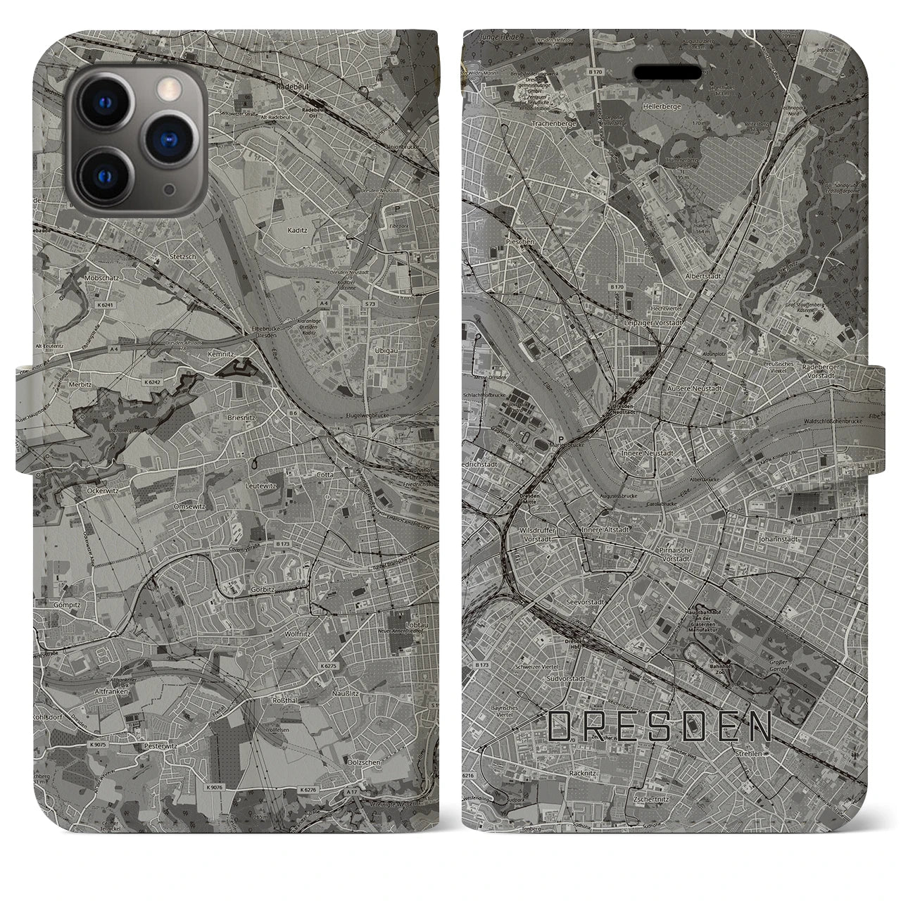 【ドレスデン（ドイツ）】地図柄iPhoneケース（手帳タイプ）