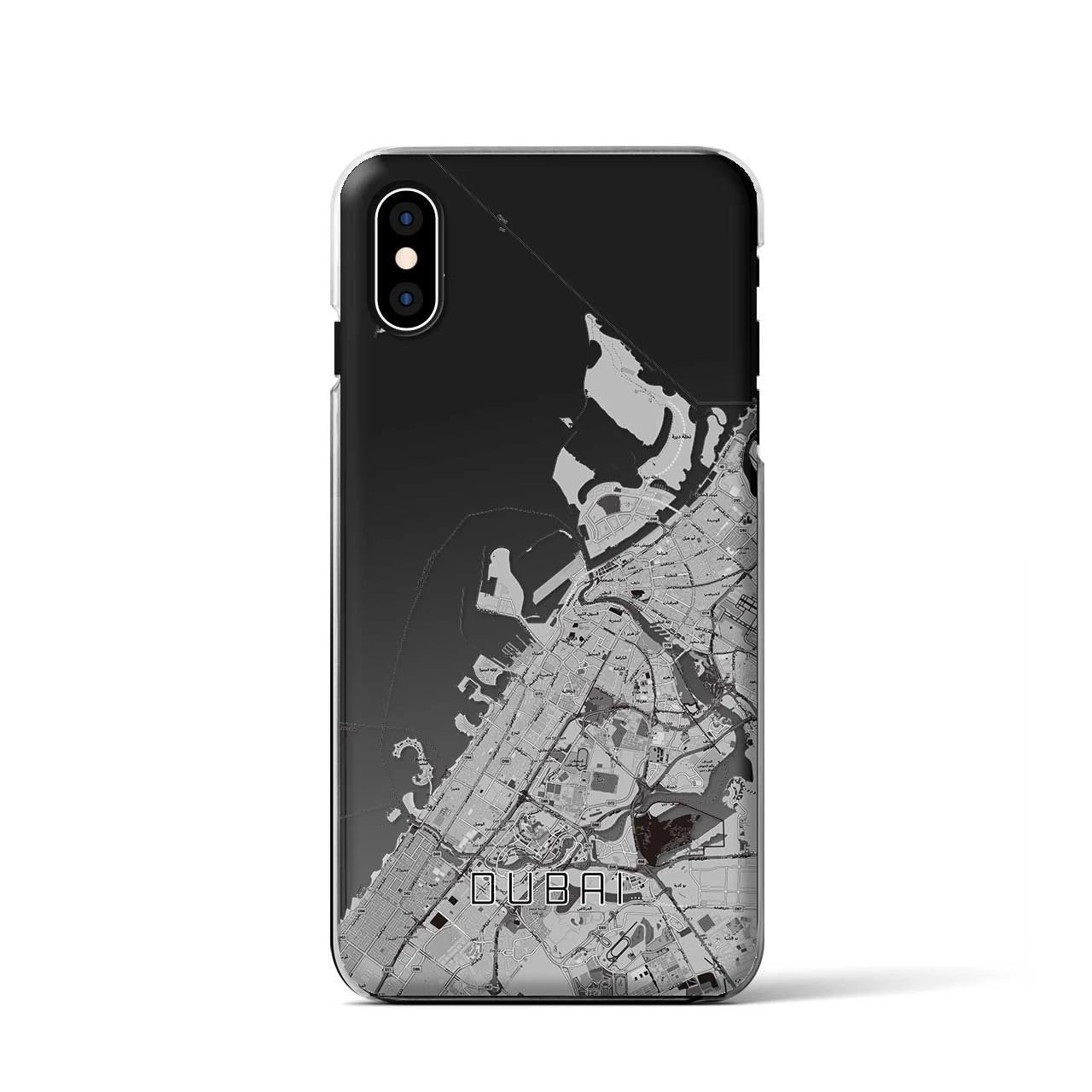 【ドバイ（アラブ首長国連邦）】地図柄iPhoneケース（クリアタイプ）モノトーン・iPhone XS / X 用