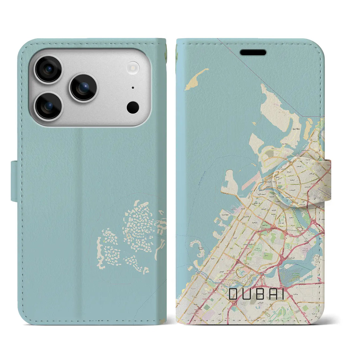 【ドバイ（アラブ首長国連邦）】地図柄iPhoneケース（手帳タイプ）ナチュラル・iPhone 17 Pro Max 用
