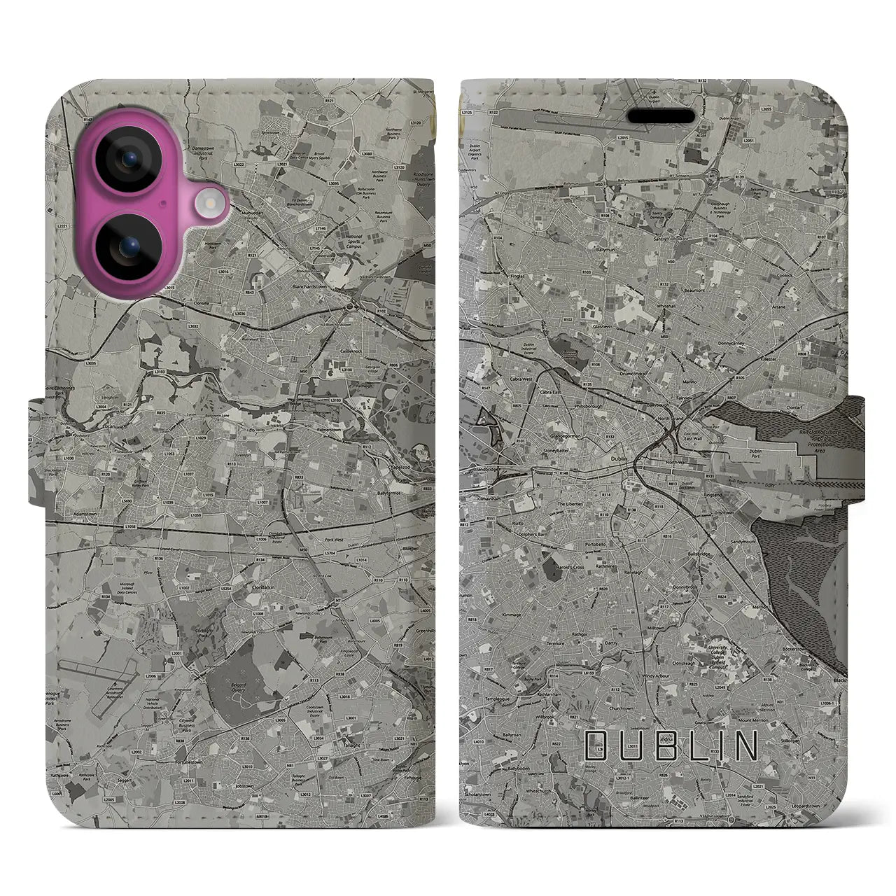 【ダブリン（アイルランド）】地図柄iPhoneケース（手帳タイプ）