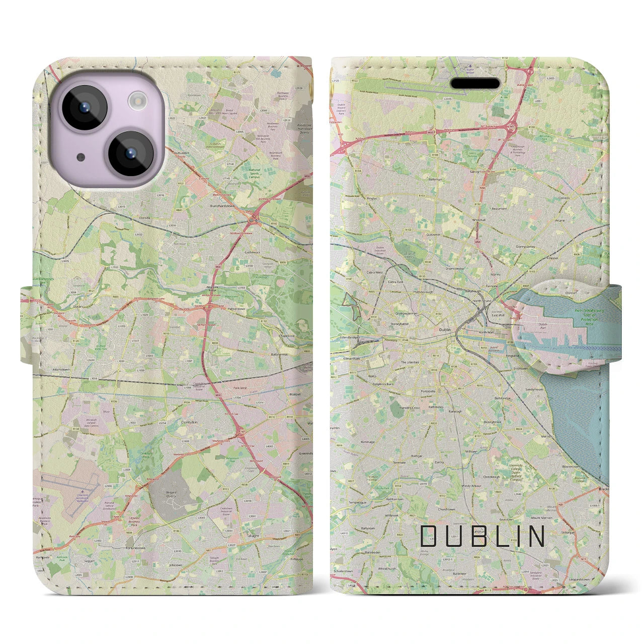 【ダブリン（アイルランド）】地図柄iPhoneケース（手帳タイプ）