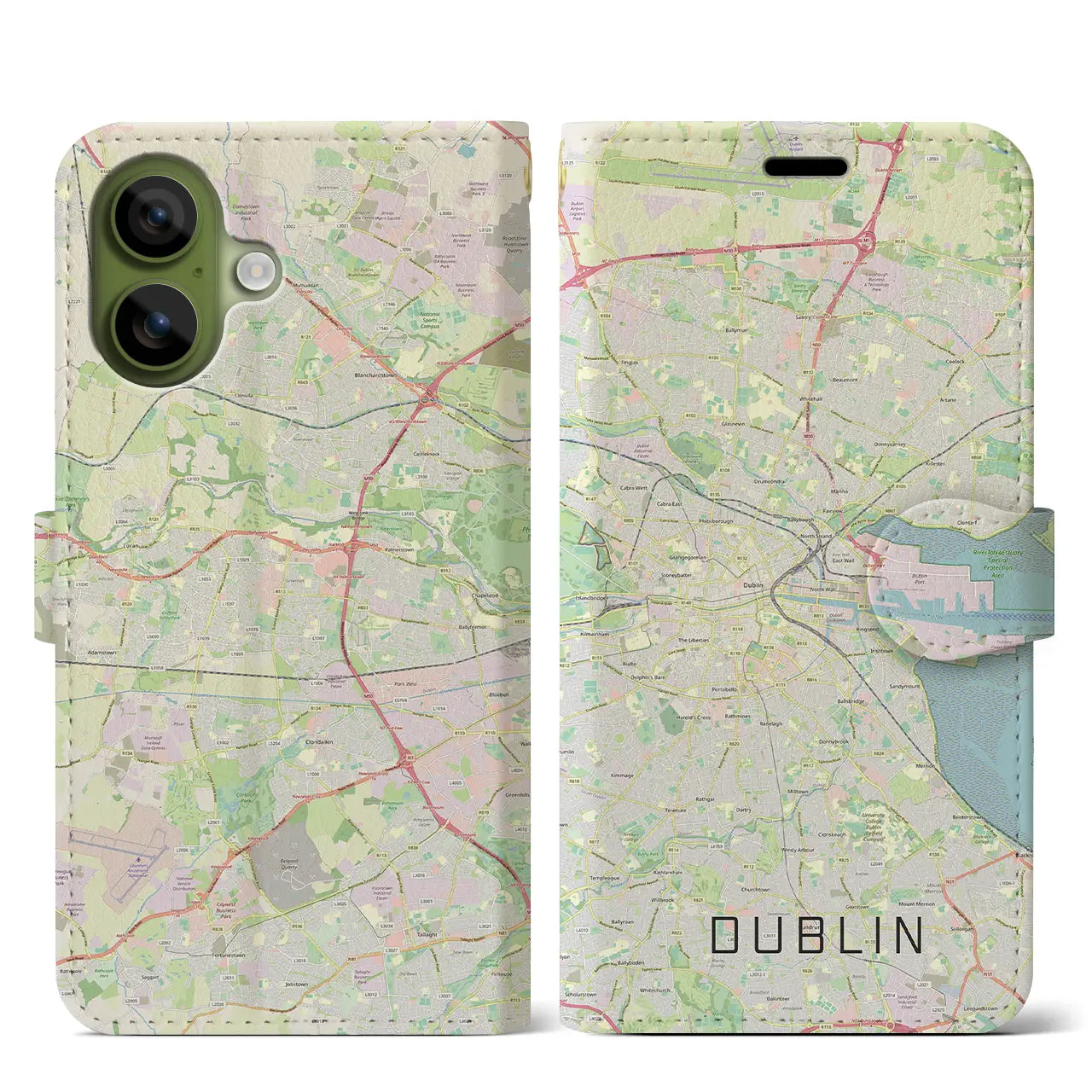 【ダブリン（アイルランド）】地図柄iPhoneケース（手帳タイプ）