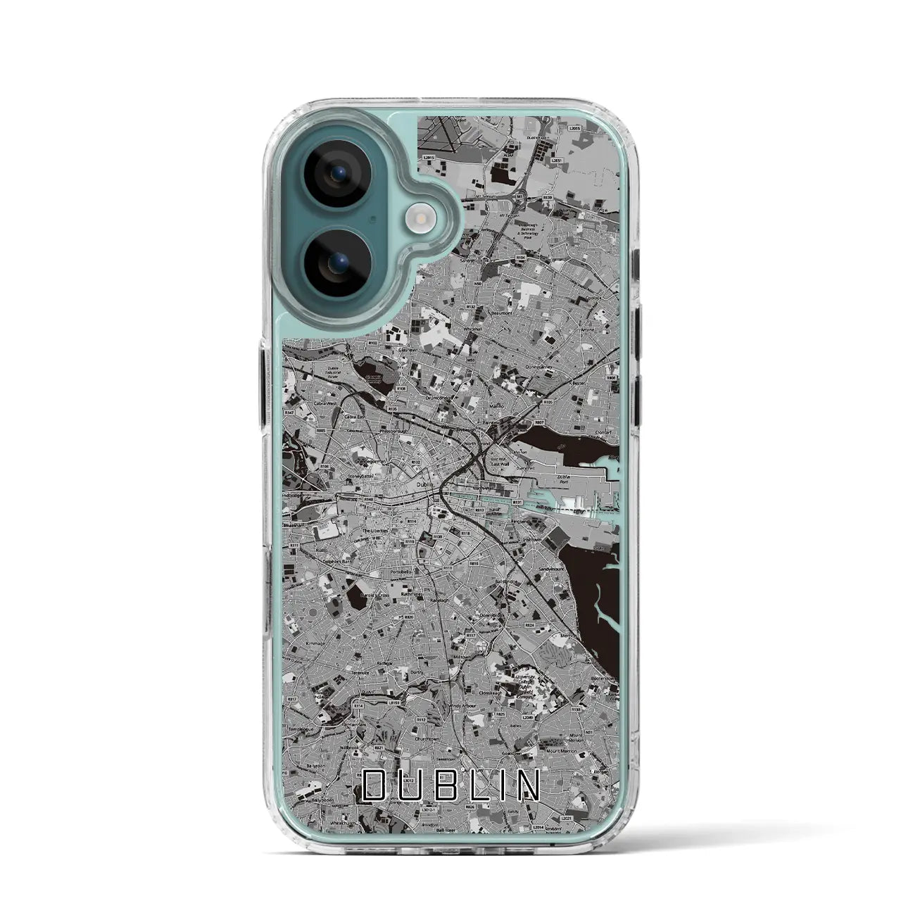 【ダブリン（アイルランド）】地図柄iPhoneケース（MagSafeタイプ）モノトーン・iPhone 16 Pro 用