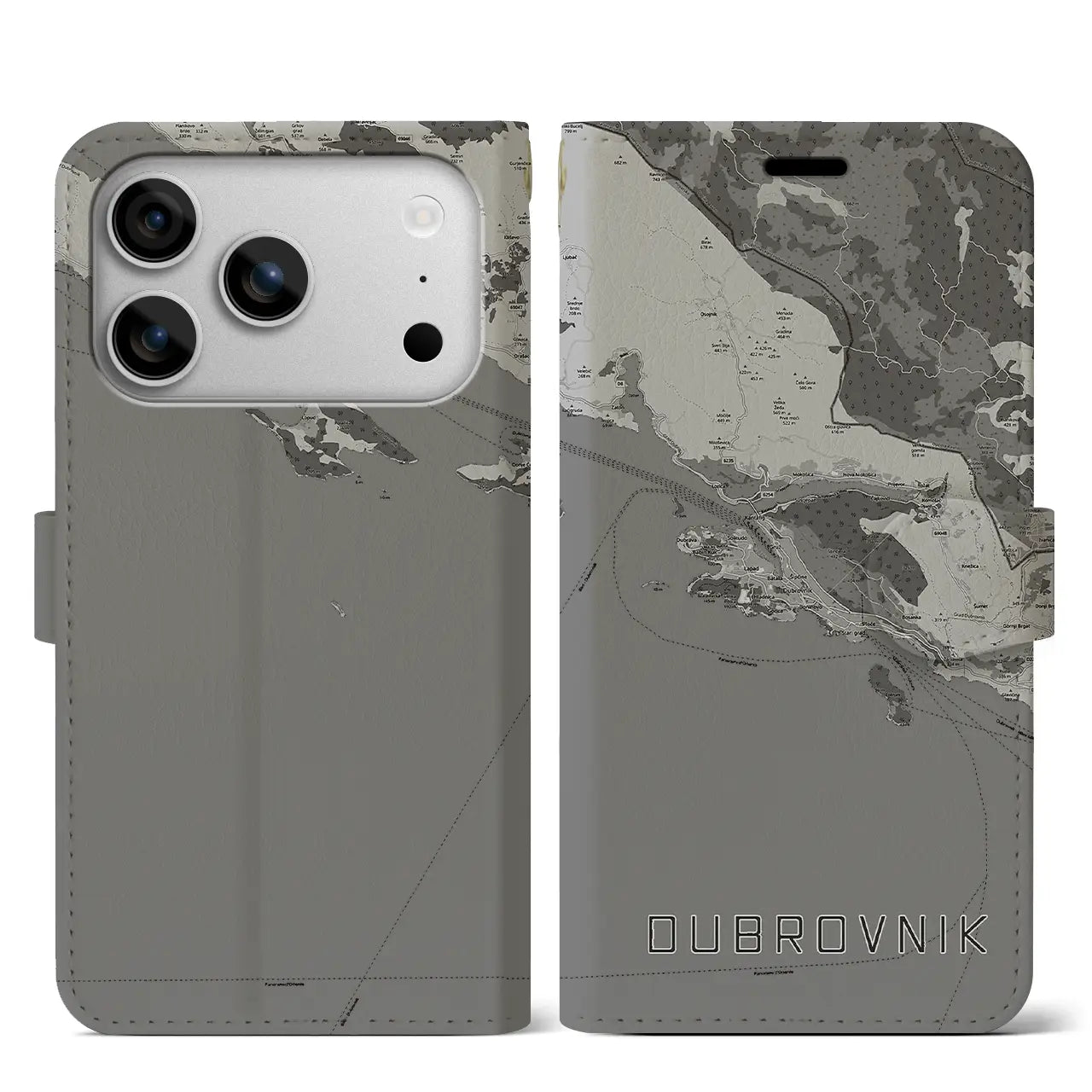 【ドゥブロヴニク（クロアチア）】地図柄iPhoneケース（手帳タイプ）