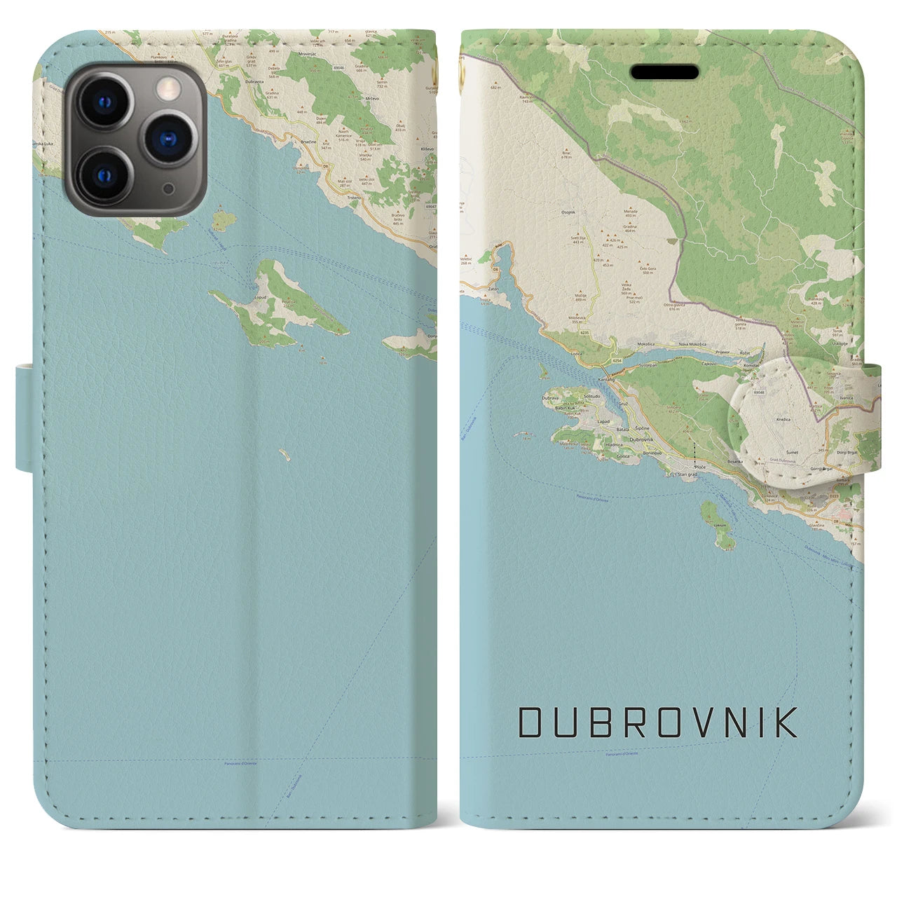 【ドゥブロヴニク】地図柄iPhoneケース（手帳両面タイプ・ナチュラル）iPhone 11 Pro Max 用