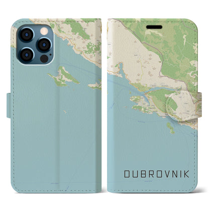 【ドゥブロヴニク（クロアチア）】地図柄iPhoneケース（手帳タイプ）ナチュラル・iPhone 12 / 12 Pro 用