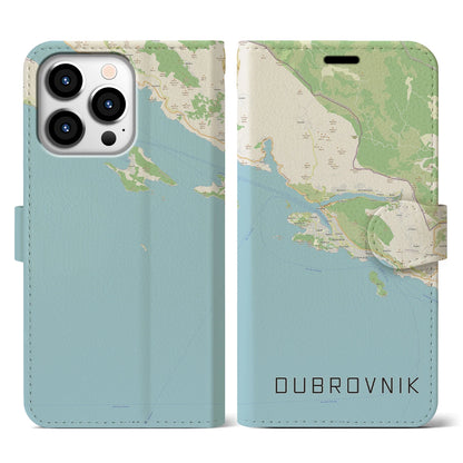 【ドゥブロヴニク（クロアチア）】地図柄iPhoneケース（手帳タイプ）ナチュラル・iPhone 13 Pro 用