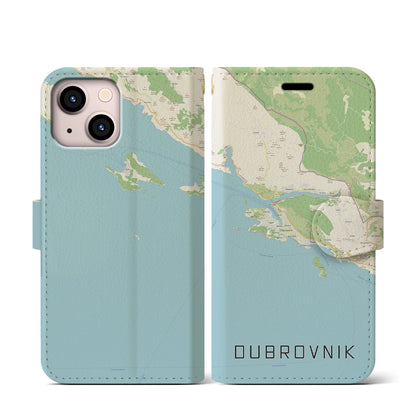 【ドゥブロヴニク（クロアチア）】地図柄iPhoneケース（手帳タイプ）ナチュラル・iPhone 13 mini 用