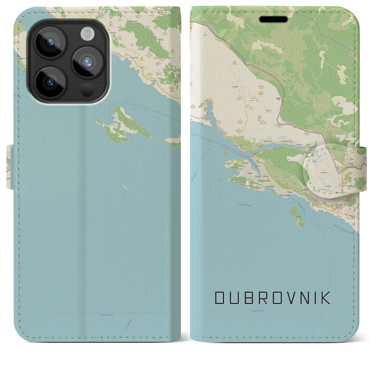 【ドゥブロヴニク】地図柄iPhoneケース（手帳両面タイプ・ナチュラル）iPhone 15 Pro Max 用
