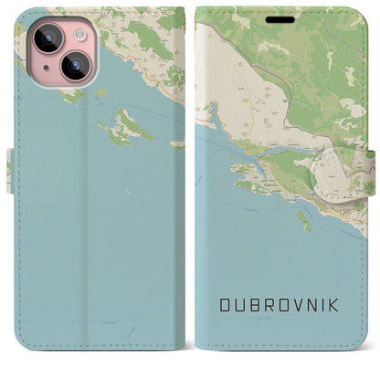 【ドゥブロヴニク（クロアチア）】地図柄iPhoneケース（手帳タイプ）ナチュラル・iPhone 15 Plus 用