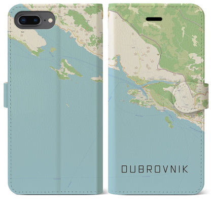 【ドゥブロヴニク（クロアチア）】地図柄iPhoneケース（手帳タイプ）ナチュラル・iPhone 8Plus /7Plus / 6sPlus / 6Plus 用