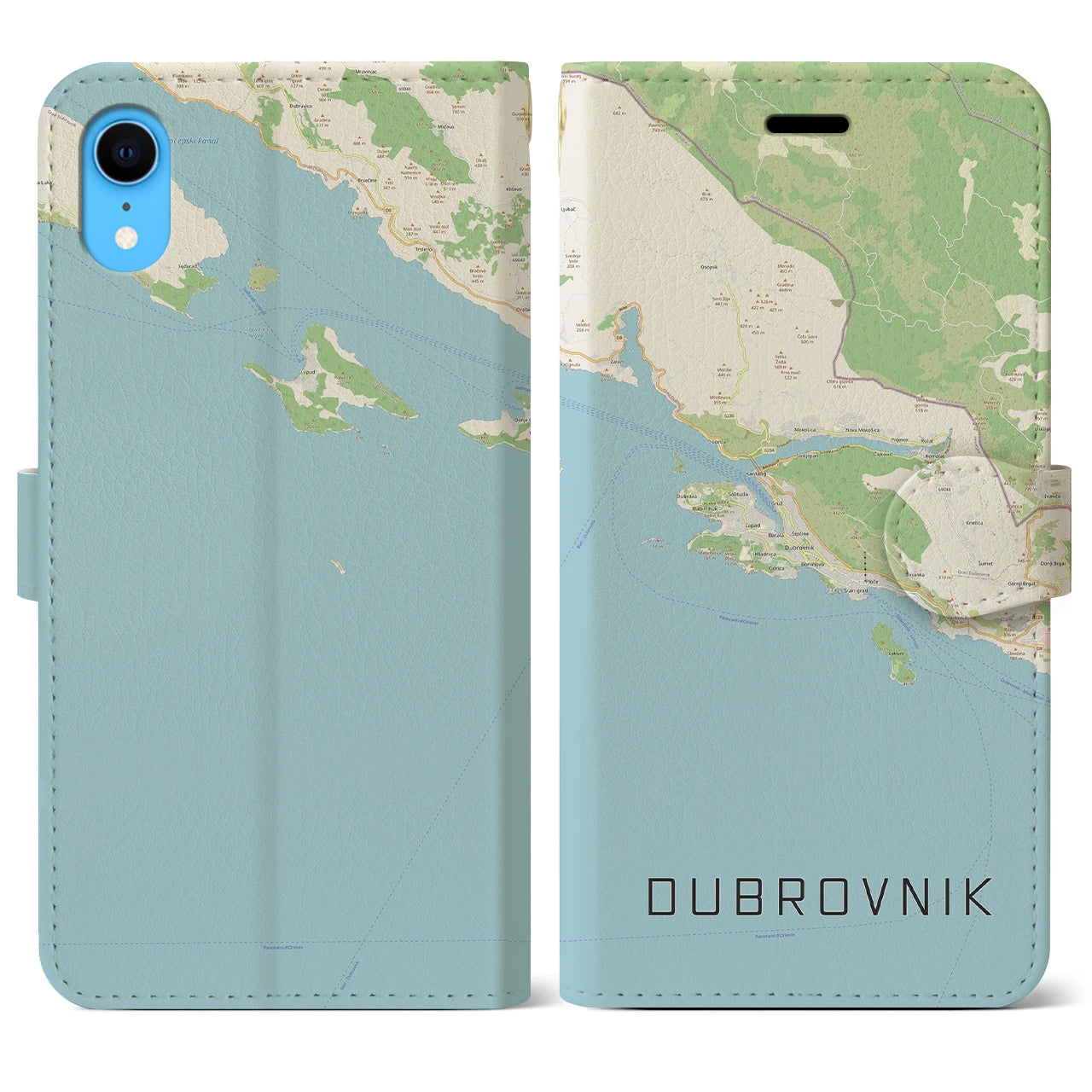 【ドゥブロヴニク】地図柄iPhoneケース（手帳両面タイプ・ナチュラル）iPhone XR 用