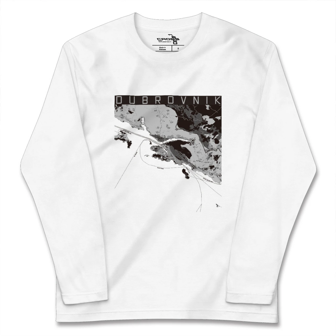 【ドゥブロヴニク(クロアチア)】地図柄ロングスリーブTシャツ