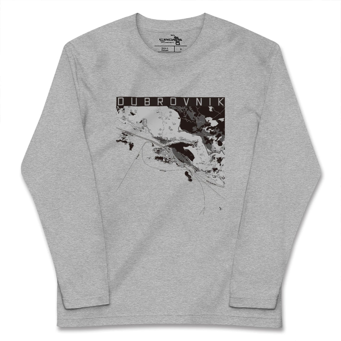 【ドゥブロヴニク（クロアチア）】地図柄ロングスリーブTシャツ