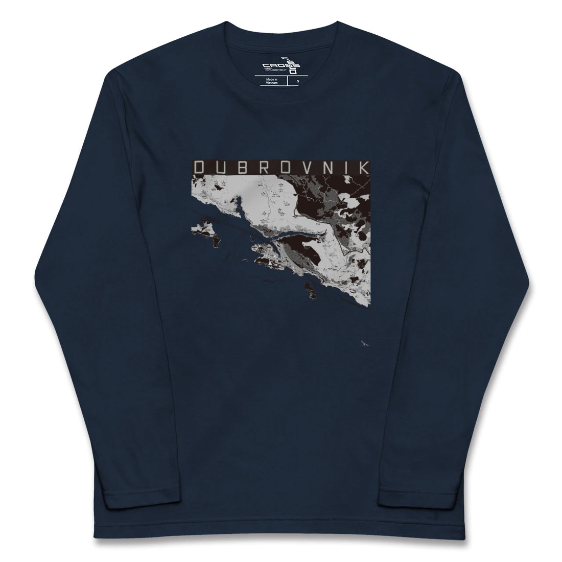 【ドゥブロヴニク（クロアチア）】地図柄ロングスリーブTシャツ