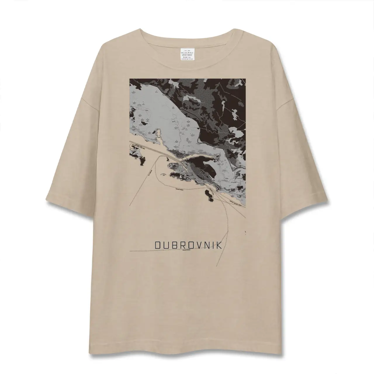 【ドゥブロヴニク（クロアチア）】地図柄ビッグシルエットTシャツ