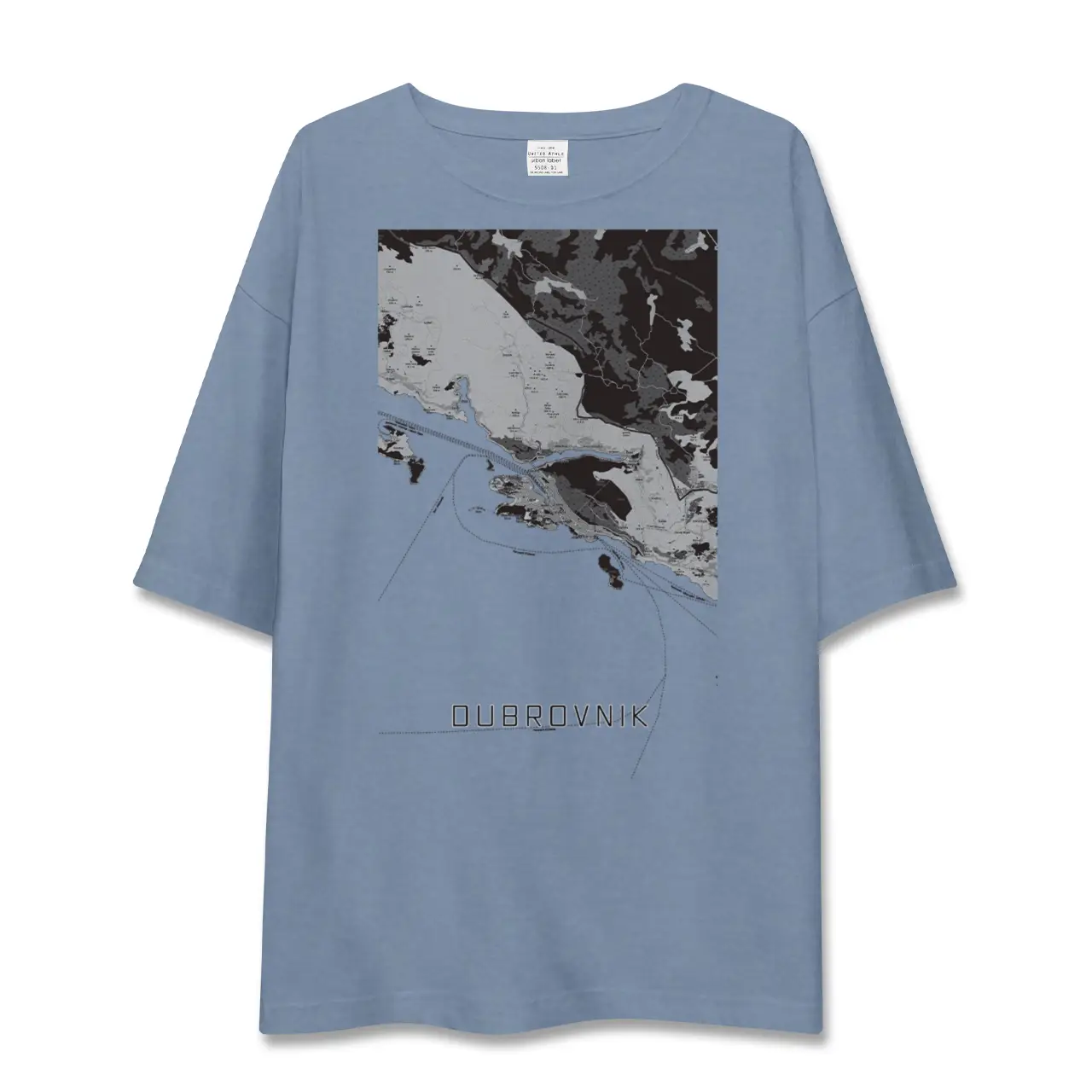 【ドゥブロヴニク（クロアチア）】地図柄ビッグシルエットTシャツ
