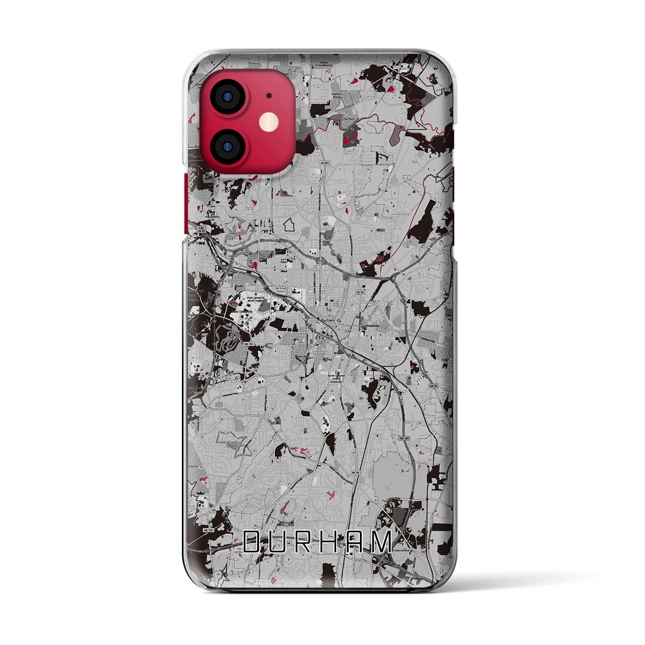 【ダーラム（アメリカ）】地図柄iPhoneケース（クリアタイプ）