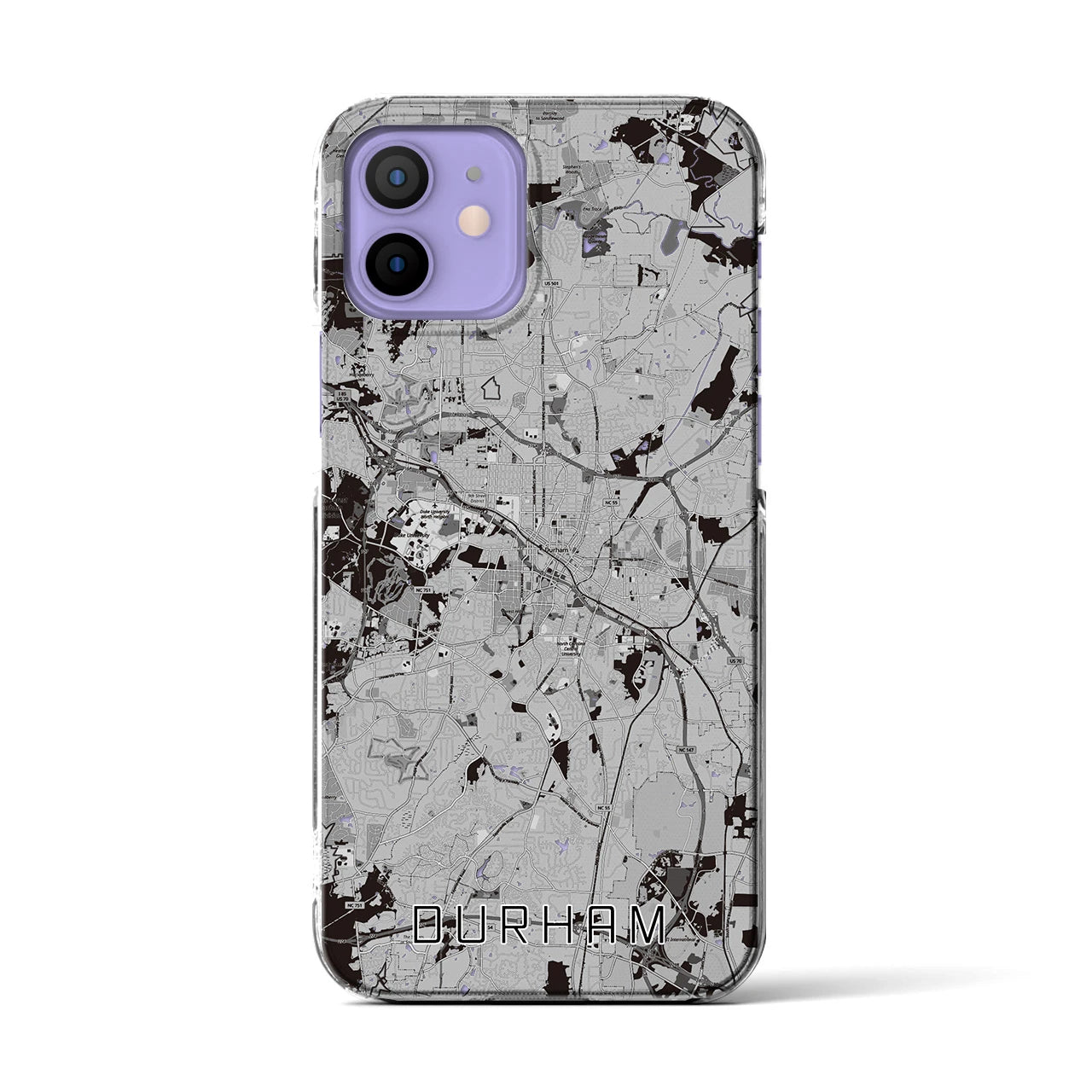 【ダーラム（アメリカ）】地図柄iPhoneケース（クリアタイプ）