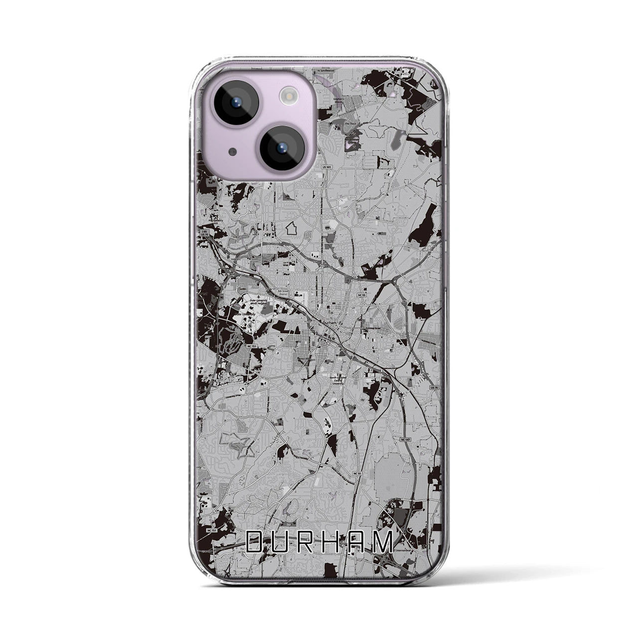 【ダーラム（アメリカ）】地図柄iPhoneケース（クリアタイプ）