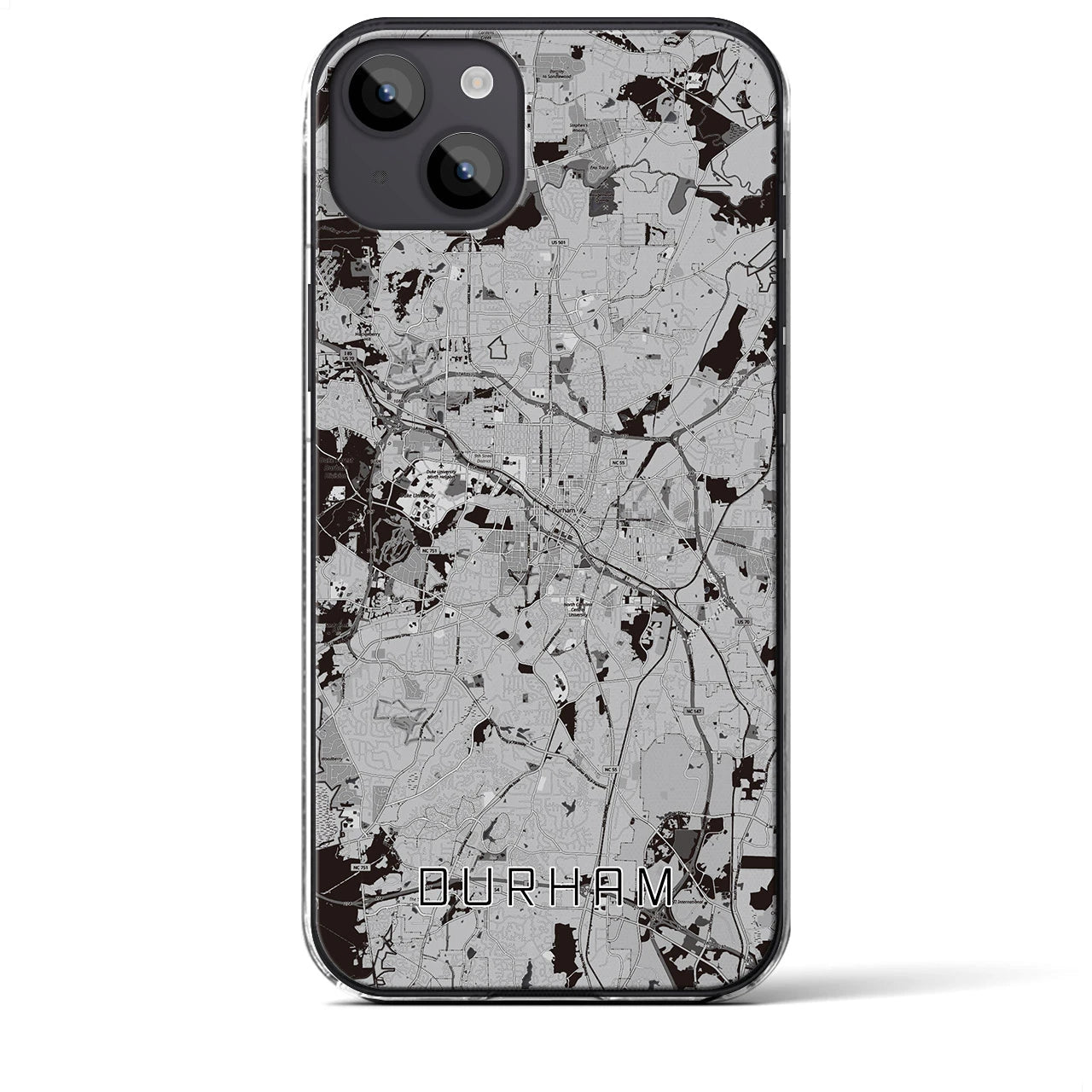 【ダーラム（アメリカ）】地図柄iPhoneケース（クリアタイプ）