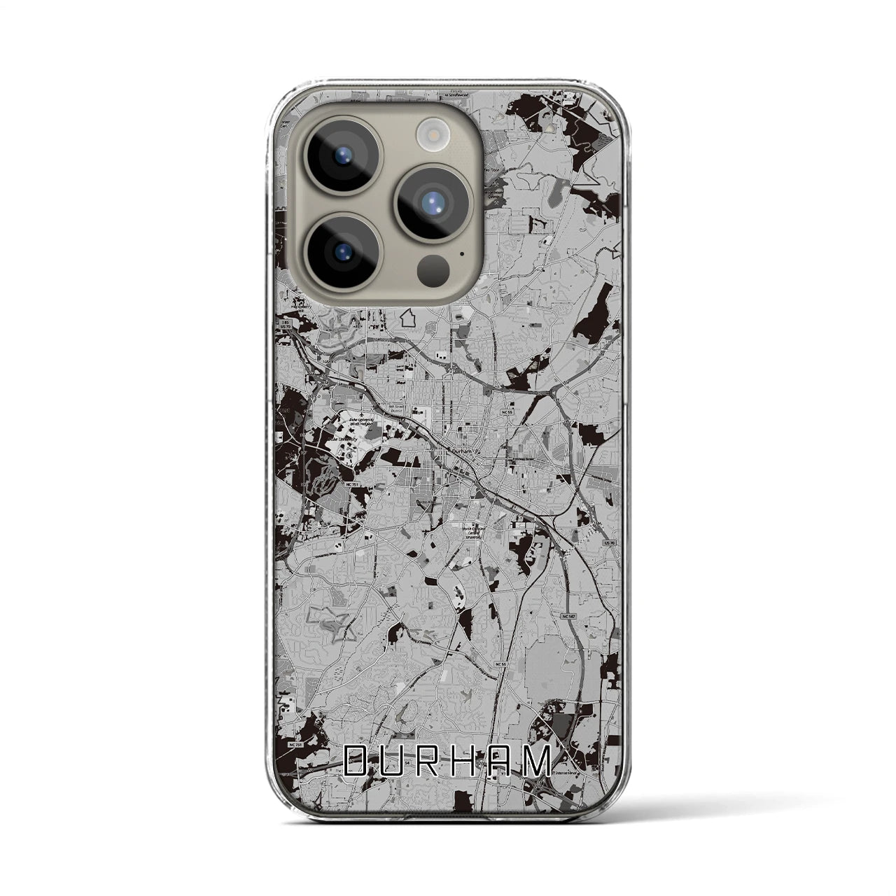 【ダーラム（アメリカ）】地図柄iPhoneケース（クリアタイプ）