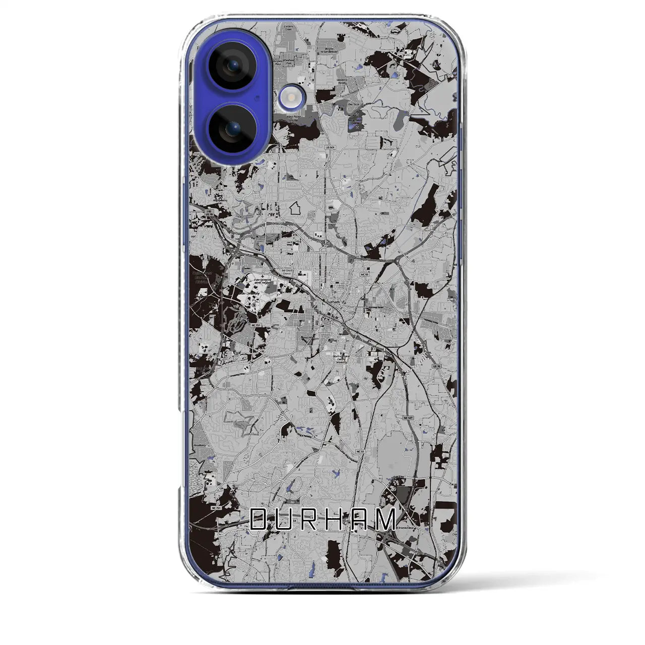 【ダーラム（アメリカ）】地図柄iPhoneケース（クリアタイプ）