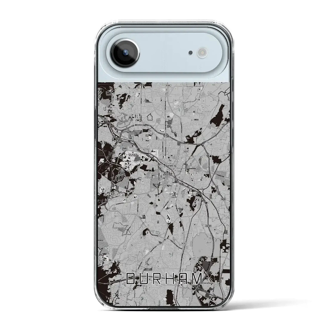 【ダーラム（アメリカ）】地図柄iPhoneケース（クリアタイプ）モノトーン・iPhone 17 Pro Max 用