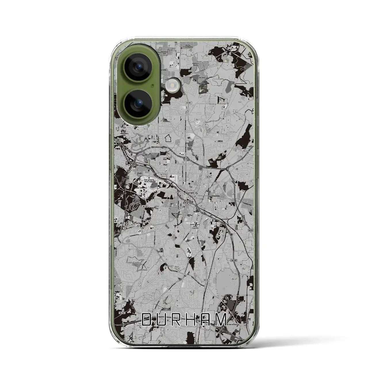【ダーラム（アメリカ）】地図柄iPhoneケース（クリアタイプ）