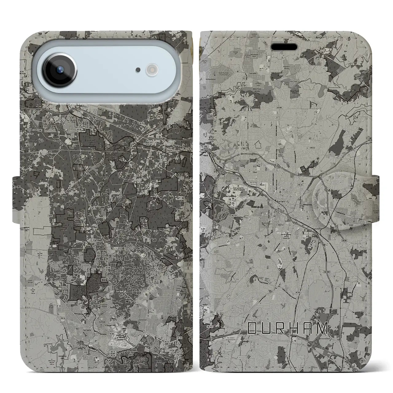 【ダーラム（アメリカ）】地図柄iPhoneケース（手帳タイプ）