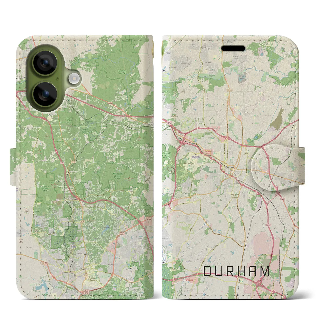 【ダーラム（アメリカ）】地図柄iPhoneケース（手帳タイプ）