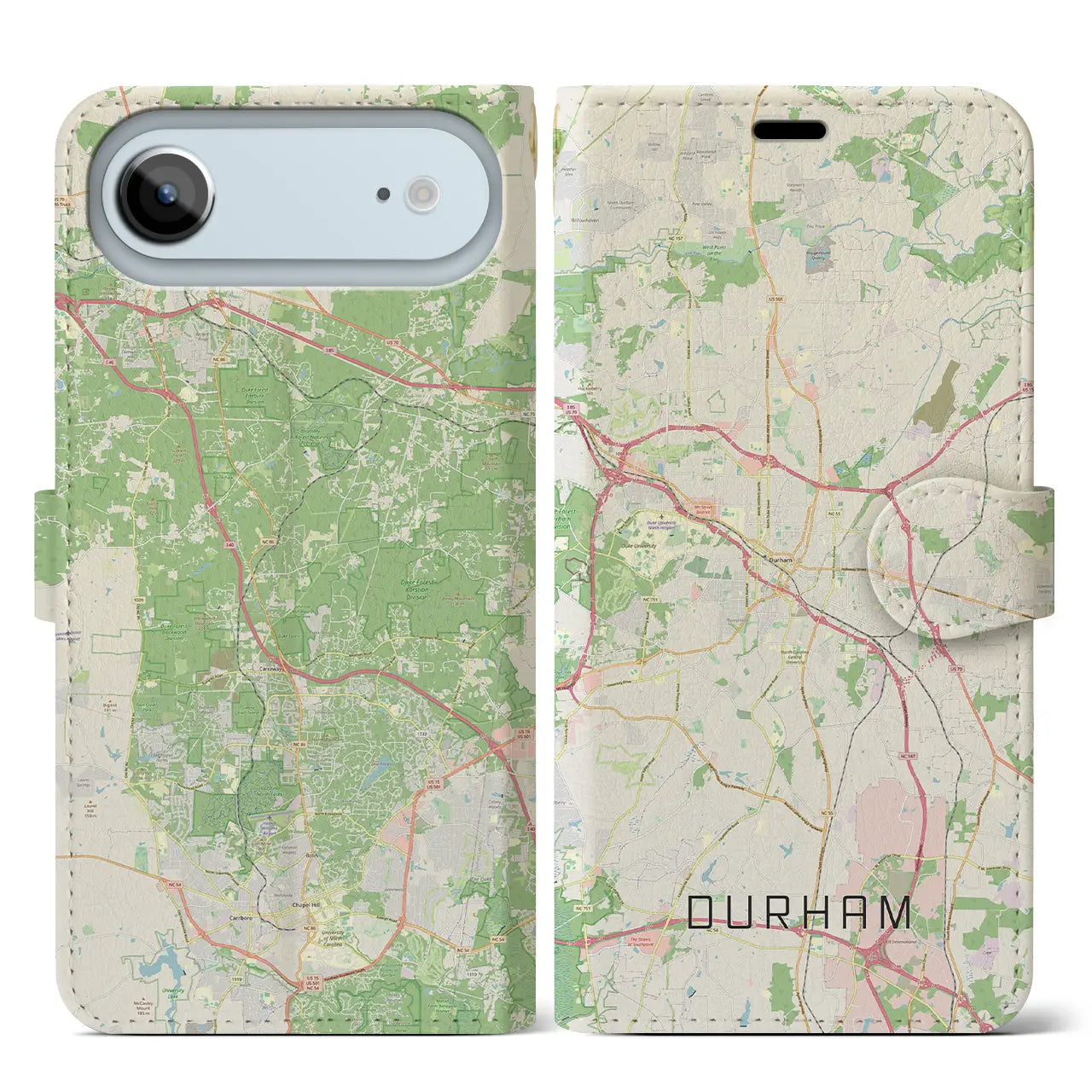 【ダーラム（アメリカ）】地図柄iPhoneケース（手帳タイプ）