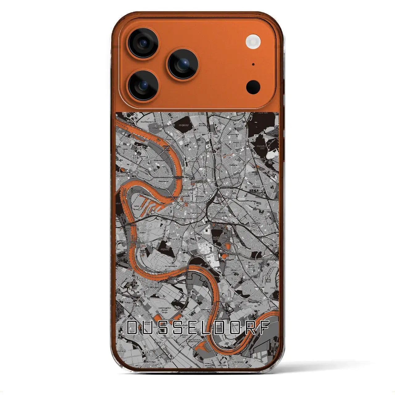 【デュッセルドルフ（ドイツ）】地図柄iPhoneケース（クリアタイプ）モノトーン・iPhone 17 Pro Max 用