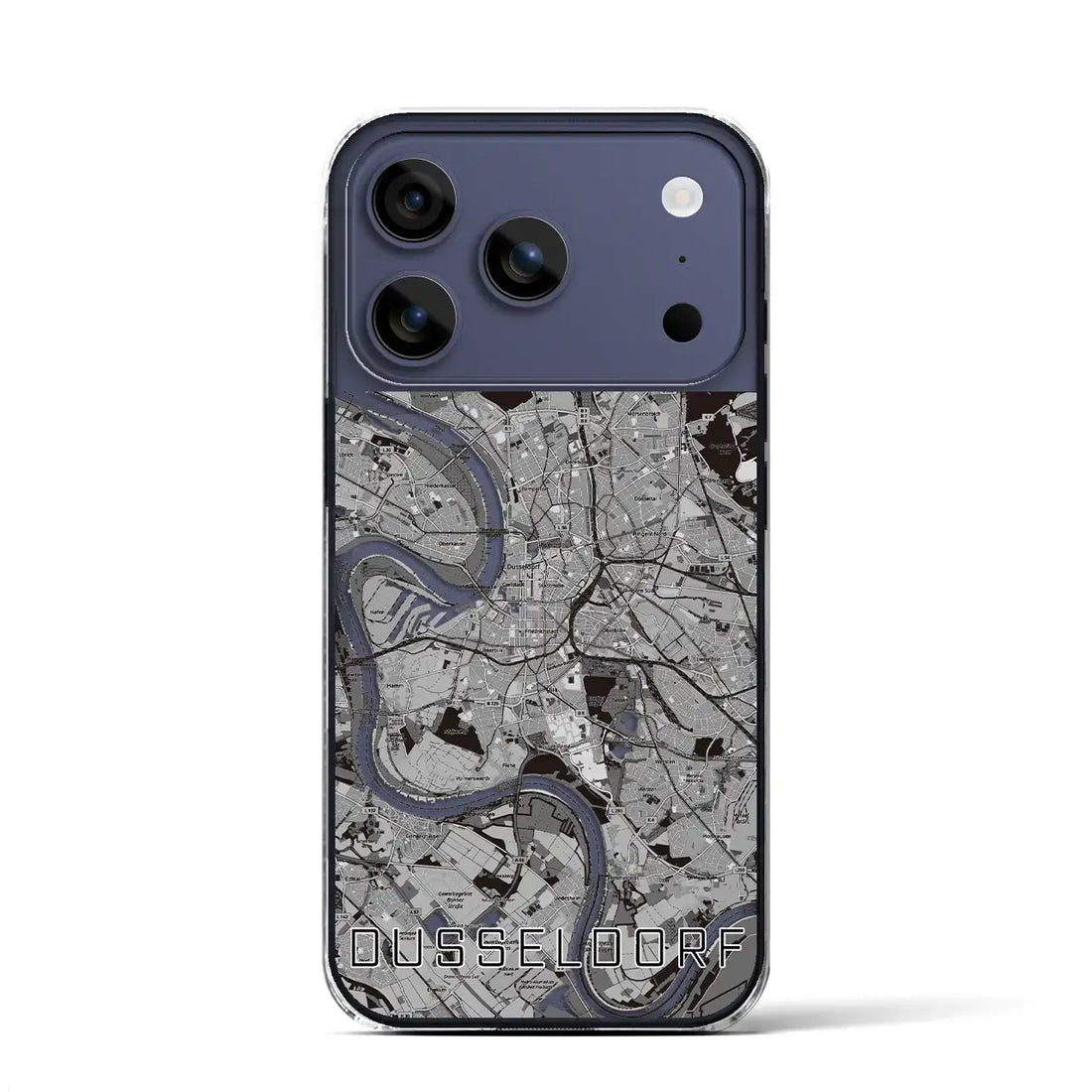 【デュッセルドルフ（ドイツ）】地図柄iPhoneケース（クリアタイプ）モノトーン・iPhone 17 Pro Max 用