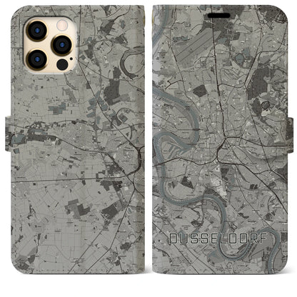 【デュッセルドルフ（ドイツ）】地図柄iPhoneケース（手帳タイプ）モノトーン・iPhone 12 Pro Max 用