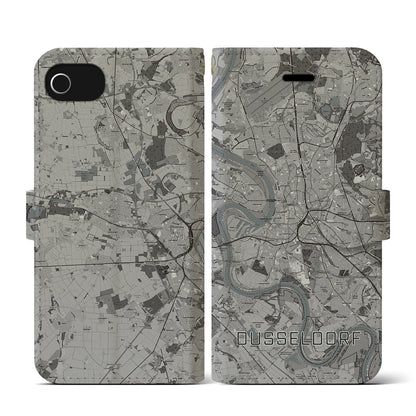 【デュッセルドルフ（ドイツ）】地図柄iPhoneケース（手帳タイプ）モノトーン・iPhone SE（第3 / 第2世代） / 8 / 7 / 6s / 6 用