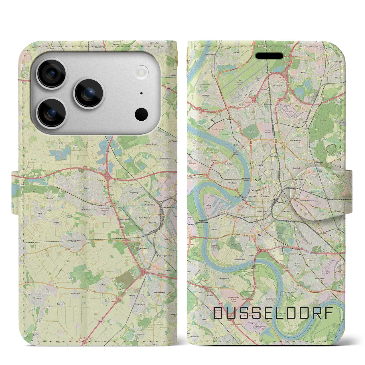 【デュッセルドルフ（ドイツ）】地図柄iPhoneケース（手帳タイプ）