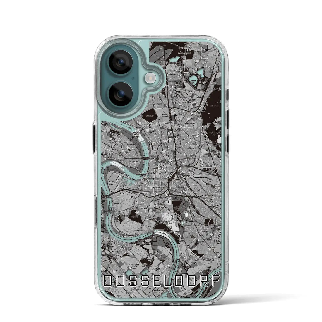 【デュッセルドルフ(ドイツ)】地図柄iPhoneケース(MagSafeタイプ)モノトーン・iPhone 16 Pro 用
