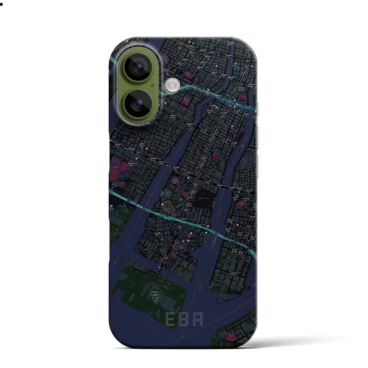 【江波（広島県）】地図柄iPhoneケース（バックカバータイプ）