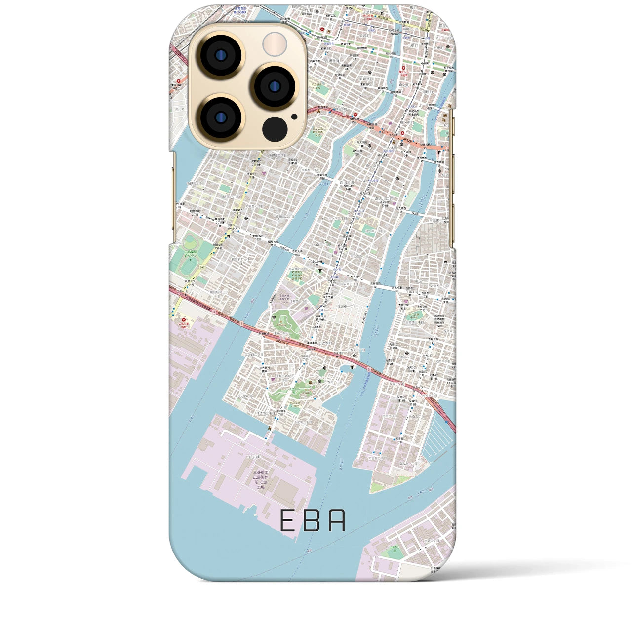 【江波（広島県）】地図柄iPhoneケース（バックカバータイプ）