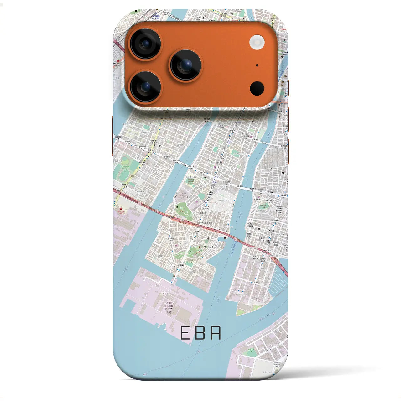 【江波（広島県）】地図柄iPhoneケース（バックカバータイプ）