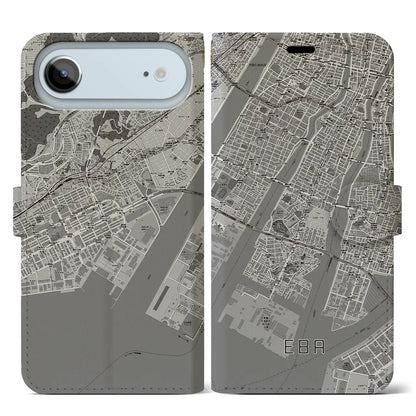 【江波（広島県）】地図柄iPhoneケース（手帳タイプ）