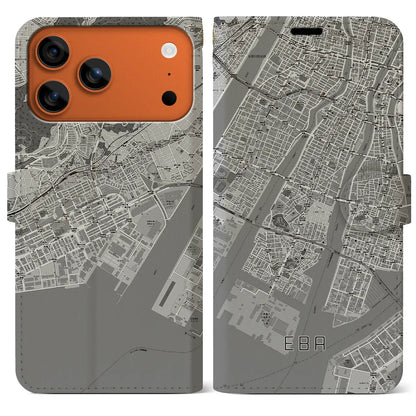 【江波（広島県）】地図柄iPhoneケース（手帳タイプ）