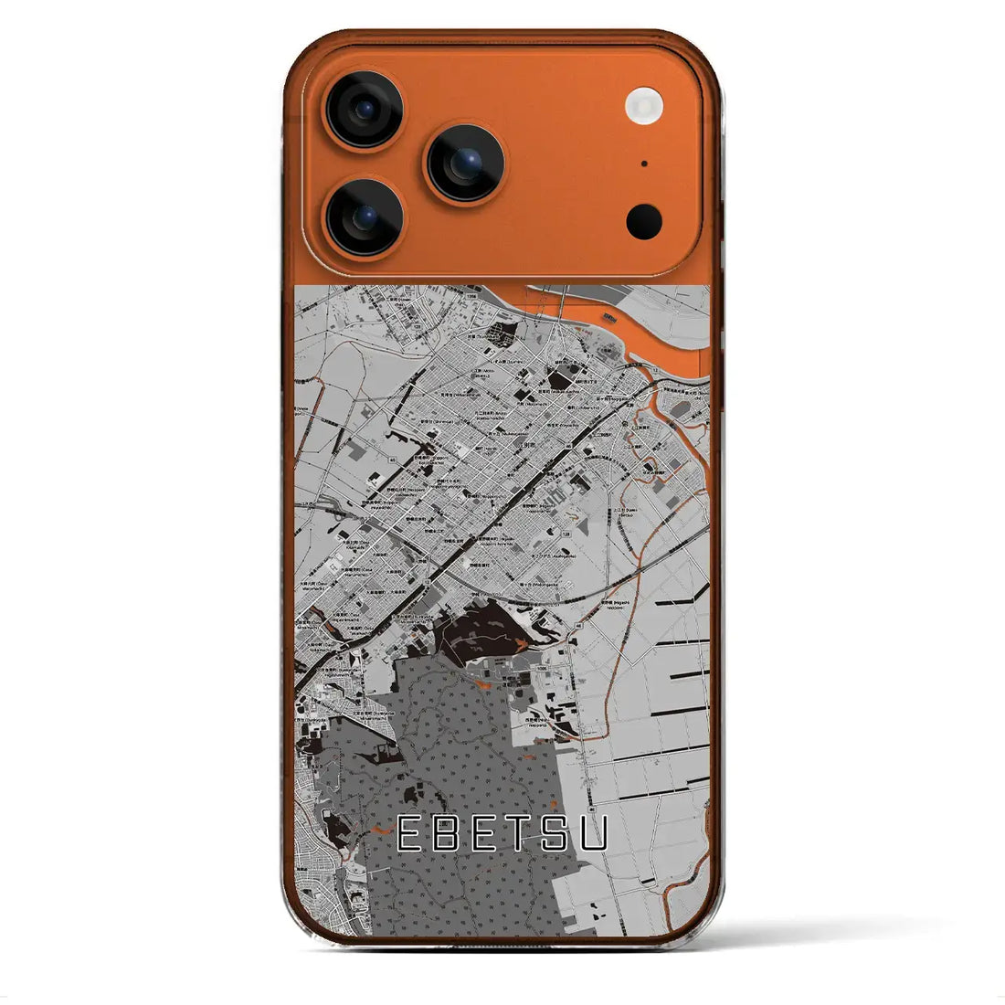 【江別(北海道)】地図柄iPhoneケース(クリアタイプ)モノトーン・iPhone 17 Pro Max 用