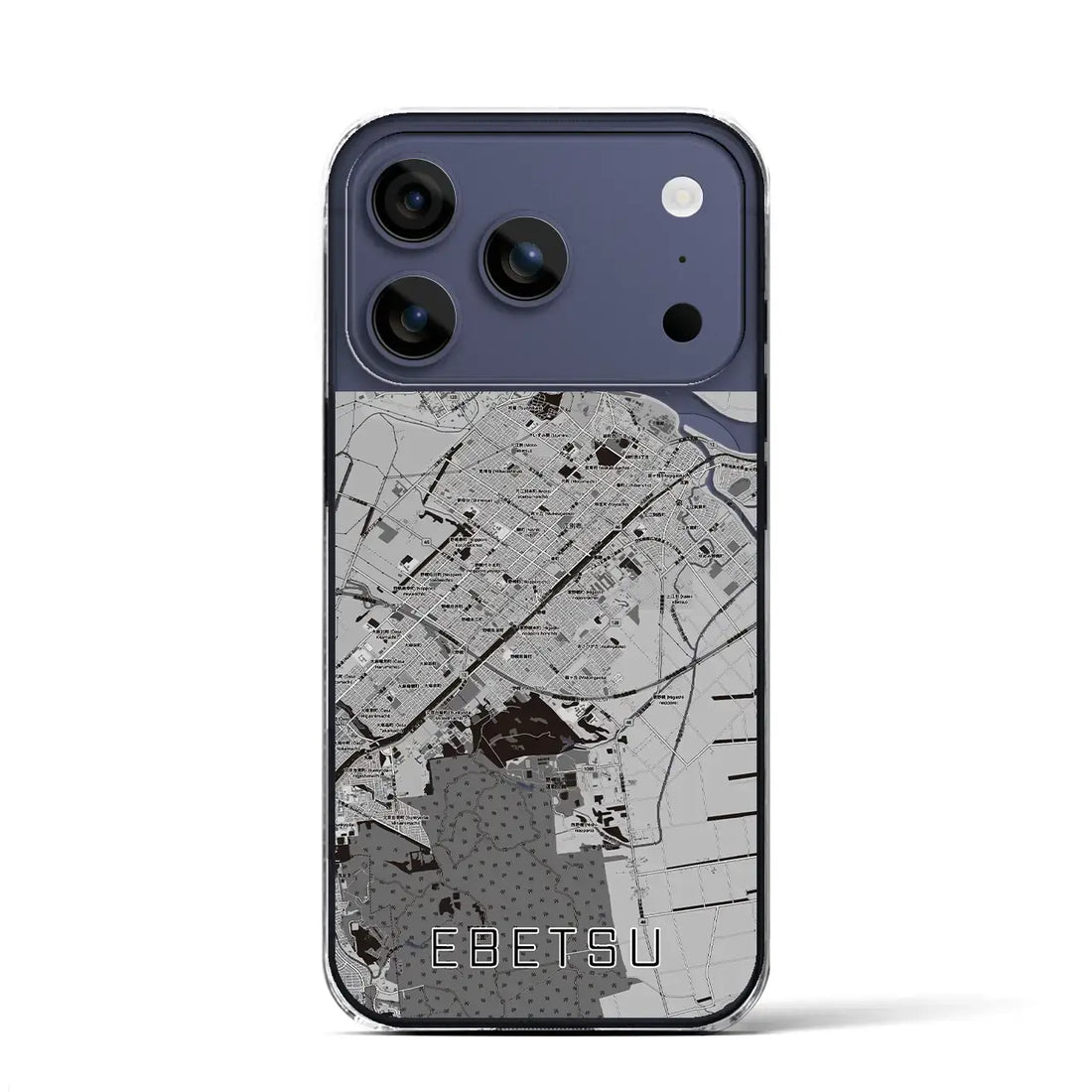 【江別(北海道)】地図柄iPhoneケース(クリアタイプ)モノトーン・iPhone 17 Pro Max 用